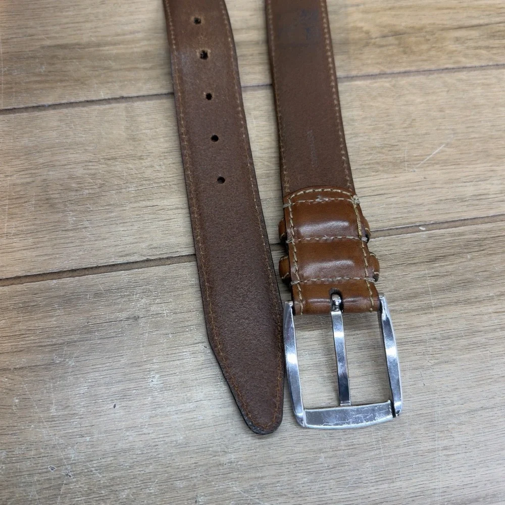 Allen Edmonds Yukon Casual Chromexcel Leather Belt Mens 42 Stitched USA 34507